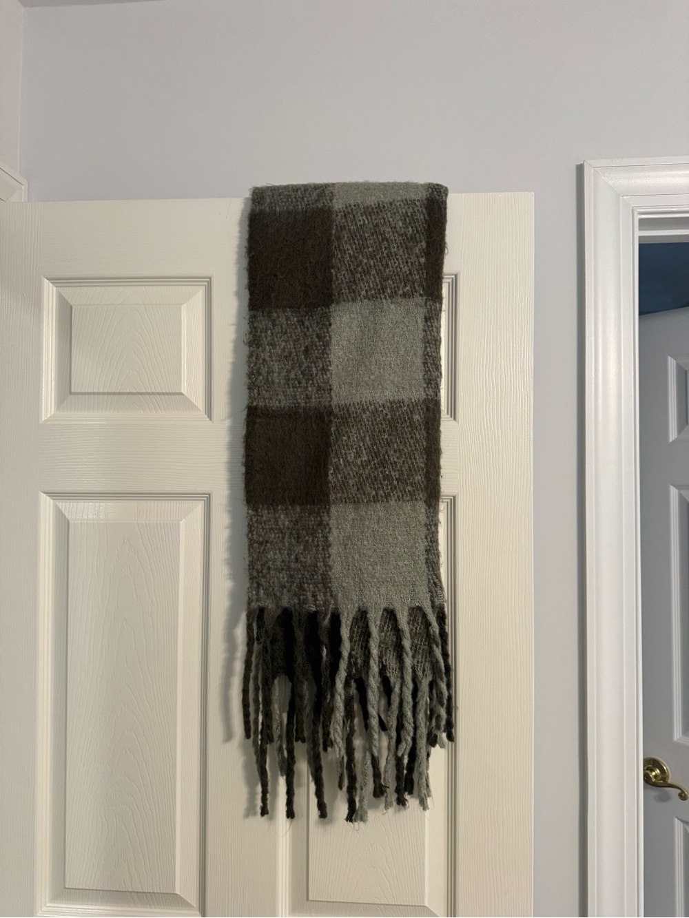 Steve Madden Green Plaid Fringe Scarf
